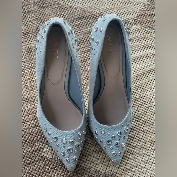 ALDO Elegant Blue Embellished Women's denimHeels size 7 - Picture 9 of 16